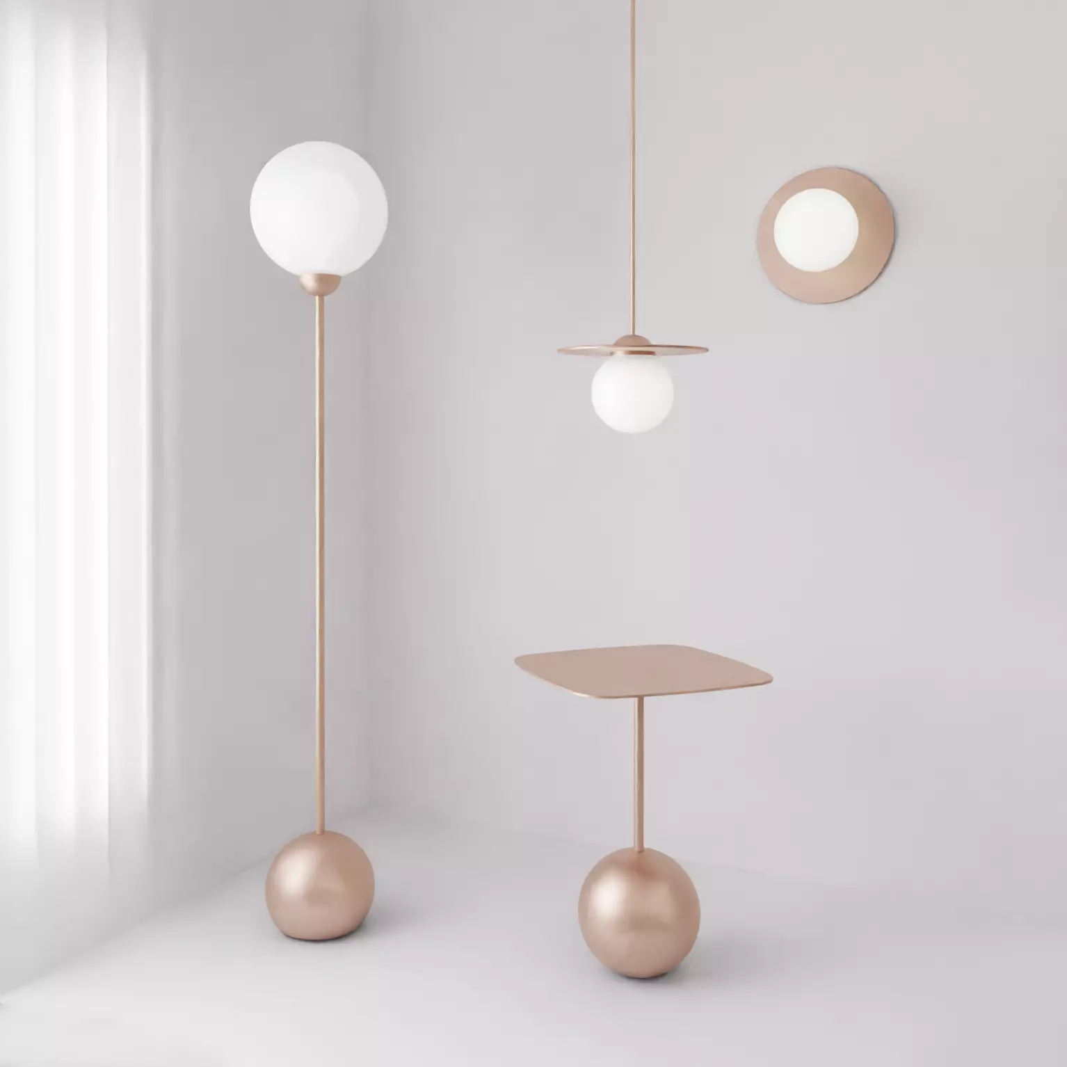 Modern lamp set and table  3D model_0