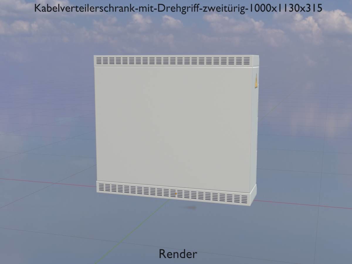 Cable distribution cabinet two-door rotary handle 1000x1130x315 Low-poly 3D model_19