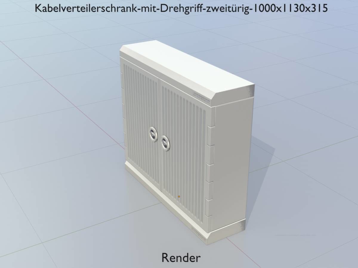 Cable distribution cabinet two-door rotary handle 1000x1130x315 Low-poly 3D model_13