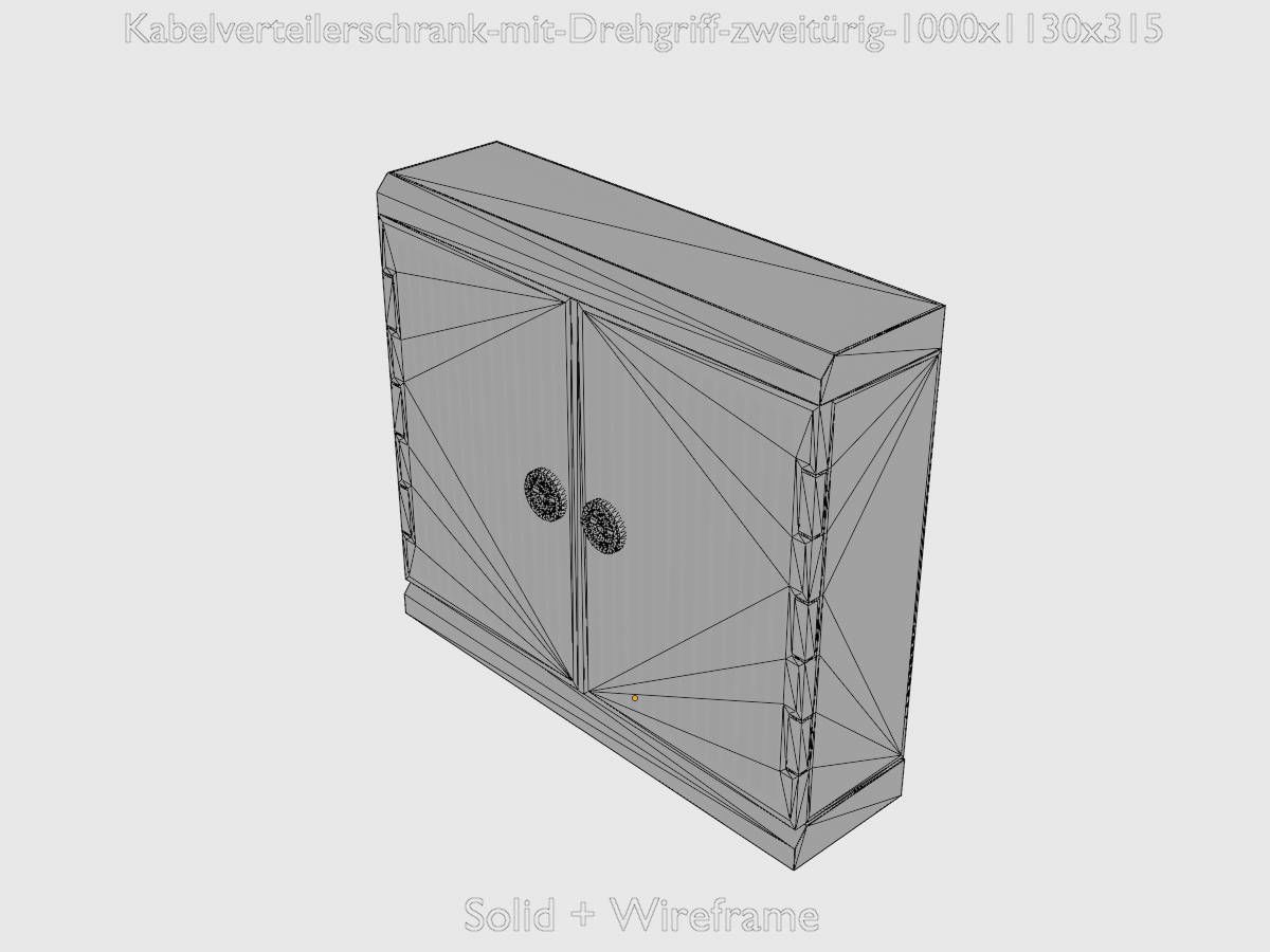 Cable distribution cabinet two-door rotary handle 1000x1130x315 Low-poly 3D model_9