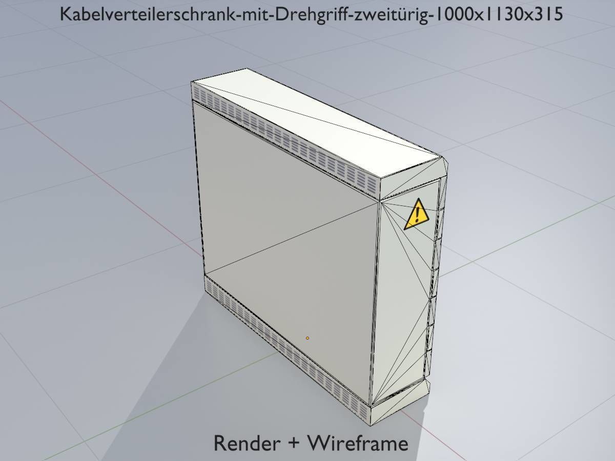 Cable distribution cabinet two-door rotary handle 1000x1130x315 Low-poly 3D model_7