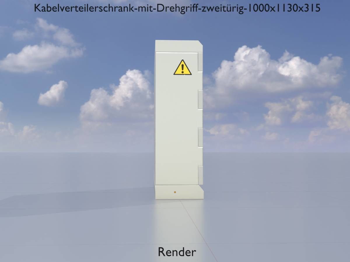 Cable distribution cabinet two-door rotary handle 1000x1130x315 Low-poly 3D model_16