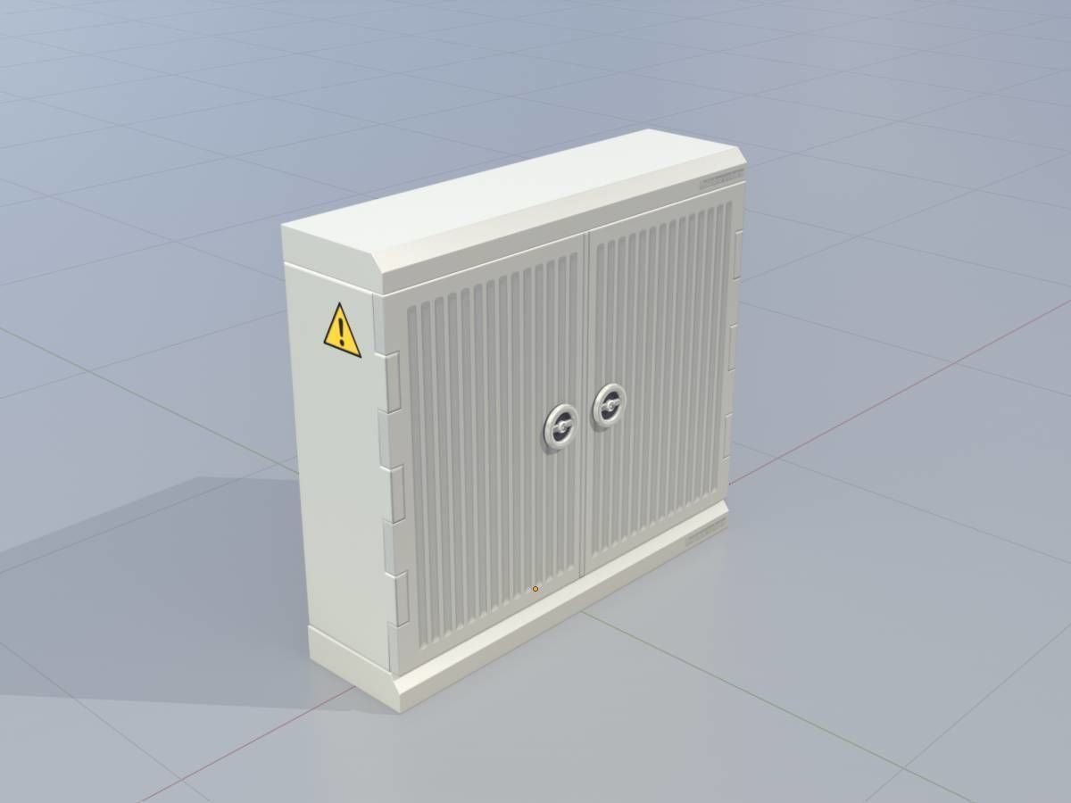 Cable distribution cabinet two-door rotary handle 1000x1130x315 Low-poly 3D model_4