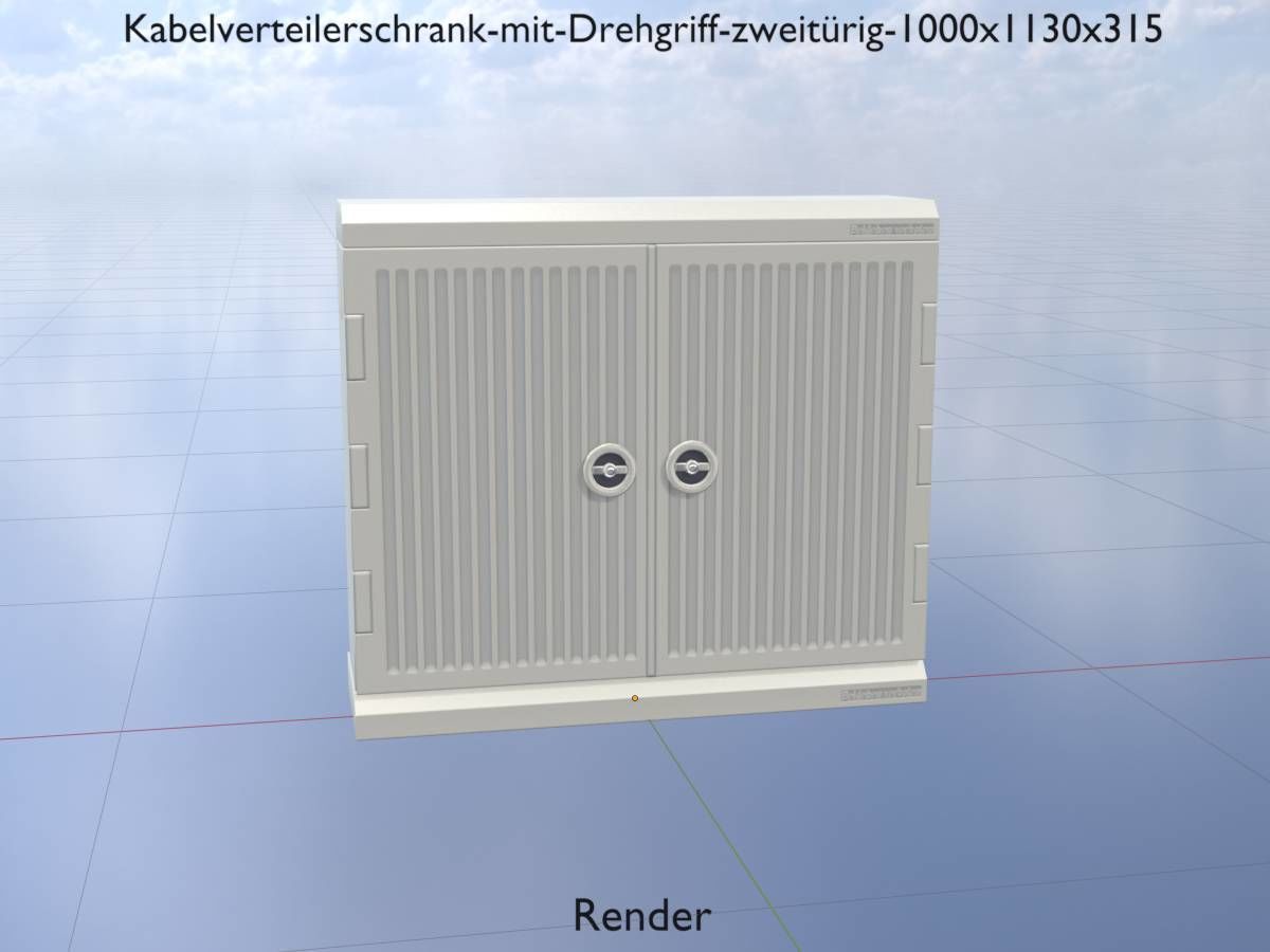 Cable distribution cabinet two-door rotary handle 1000x1130x315 Low-poly 3D model_17