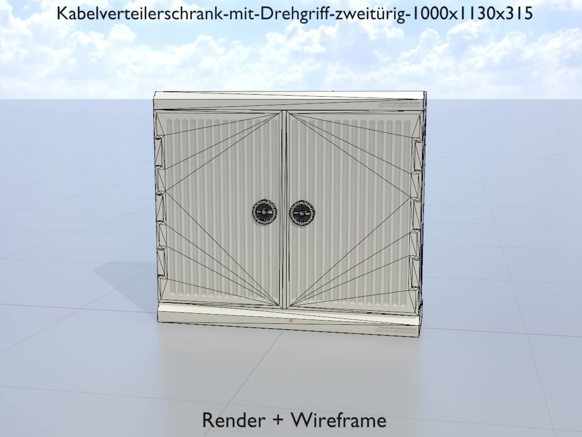 Cable distribution cabinet two-door rotary handle 1000x1130x315 Low-poly 3D model_5