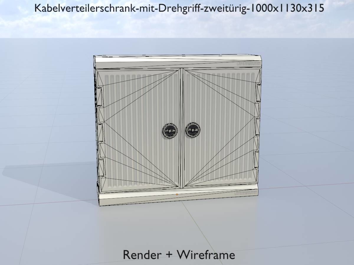 Cable distribution cabinet two-door rotary handle 1000x1130x315 Low-poly 3D model_8