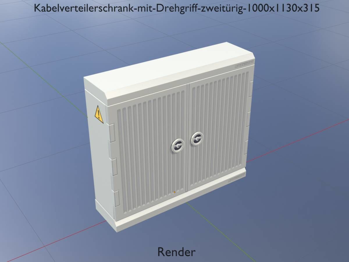 Cable distribution cabinet two-door rotary handle 1000x1130x315 Low-poly 3D model_20