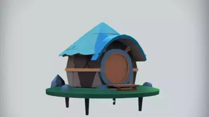 cartoonish round house 3D model