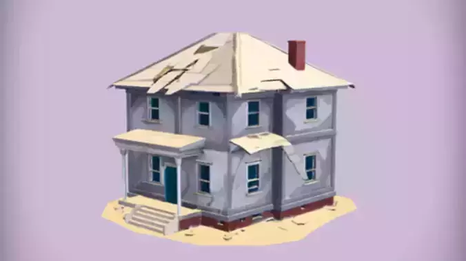 abandoned two story house 3D model