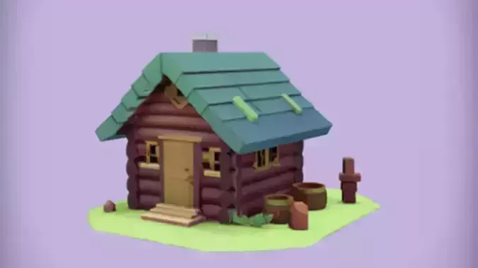 a small wooden house 3D model