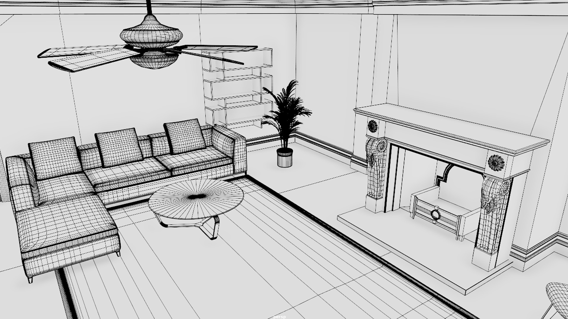 Modular Modern Apartment and Props Low-poly 3D model_31