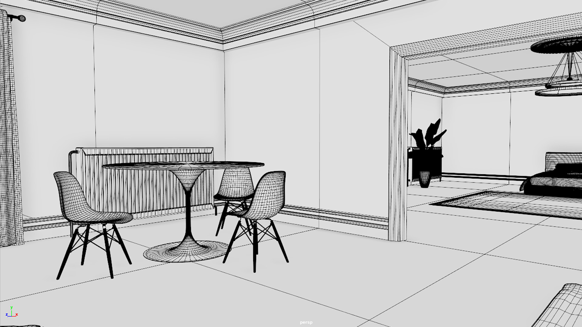 Modular Modern Apartment and Props Low-poly 3D model_29