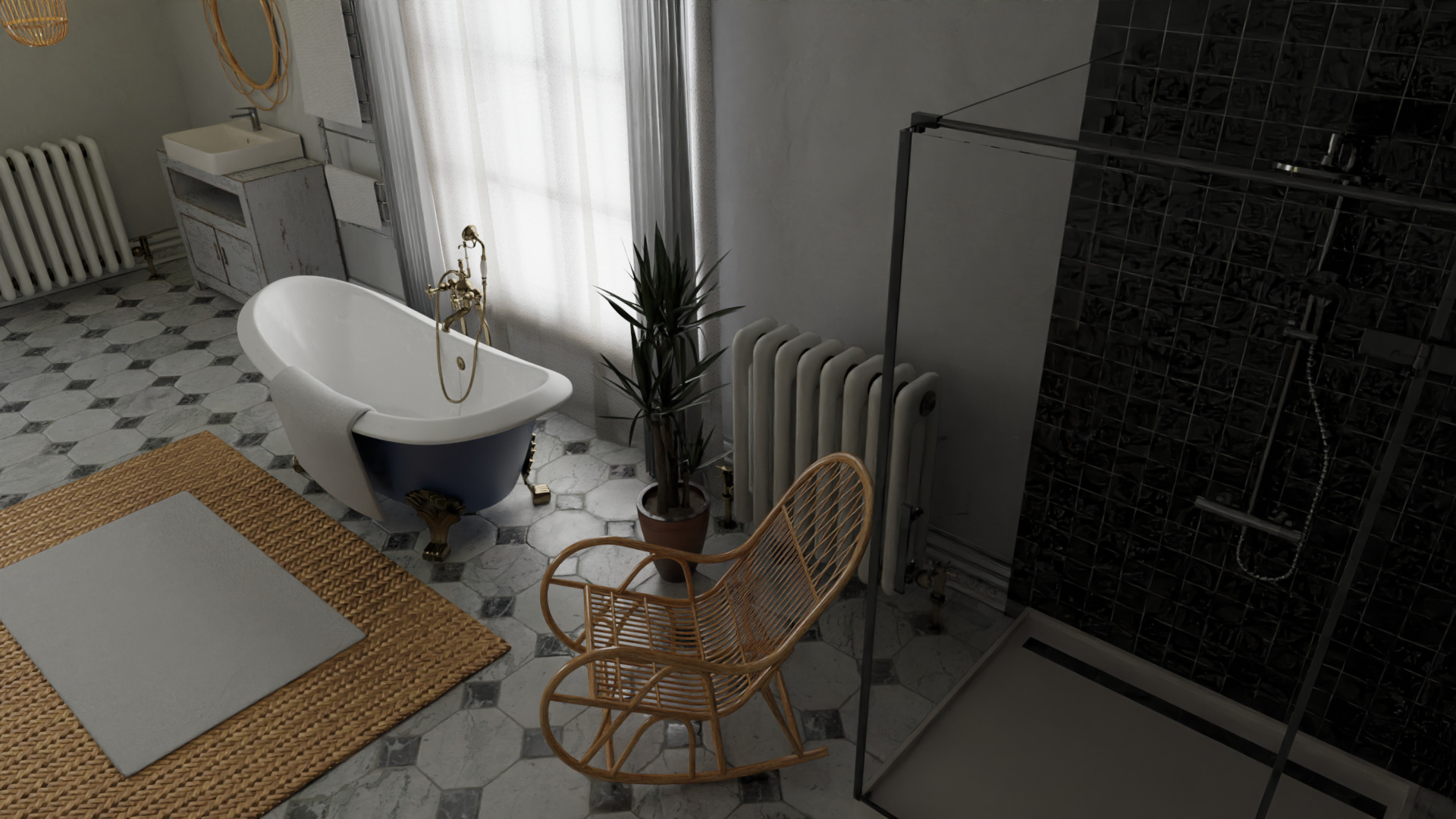 Modular Modern Apartment and Props Low-poly 3D model_28