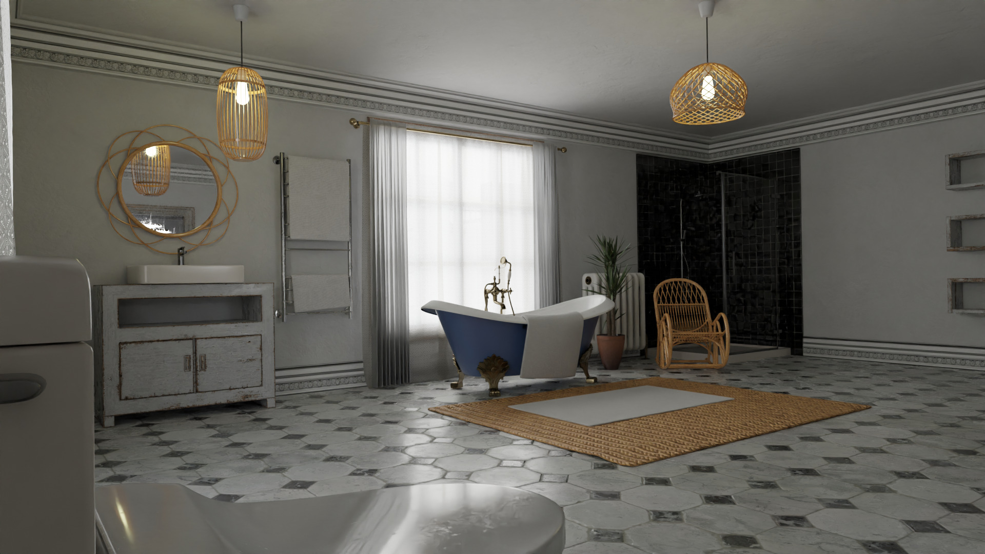 Modular Modern Apartment and Props Low-poly 3D model_27