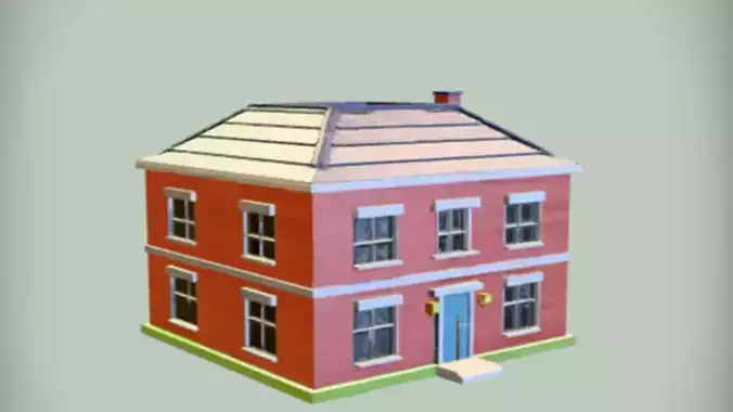 stylized two story house 3D model