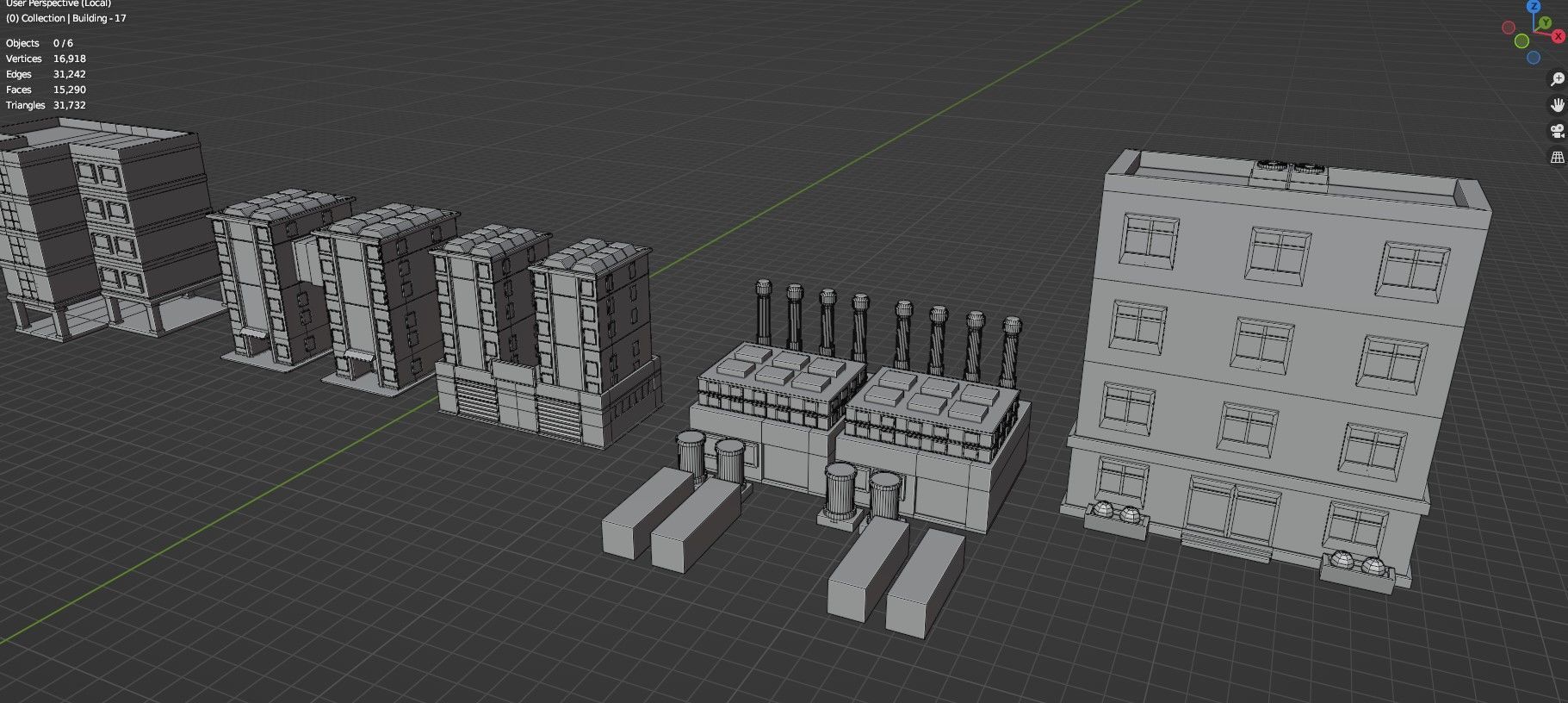 Low Poly City Buildings Pack Of 180 - Game Ready - Untextured  Low-poly 3D model_73