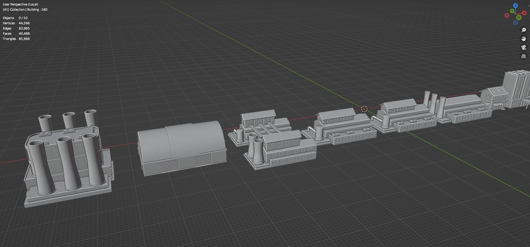 Low Poly City Buildings Pack Of 180 - Game Ready - Untextured  Low-poly 3D model_101