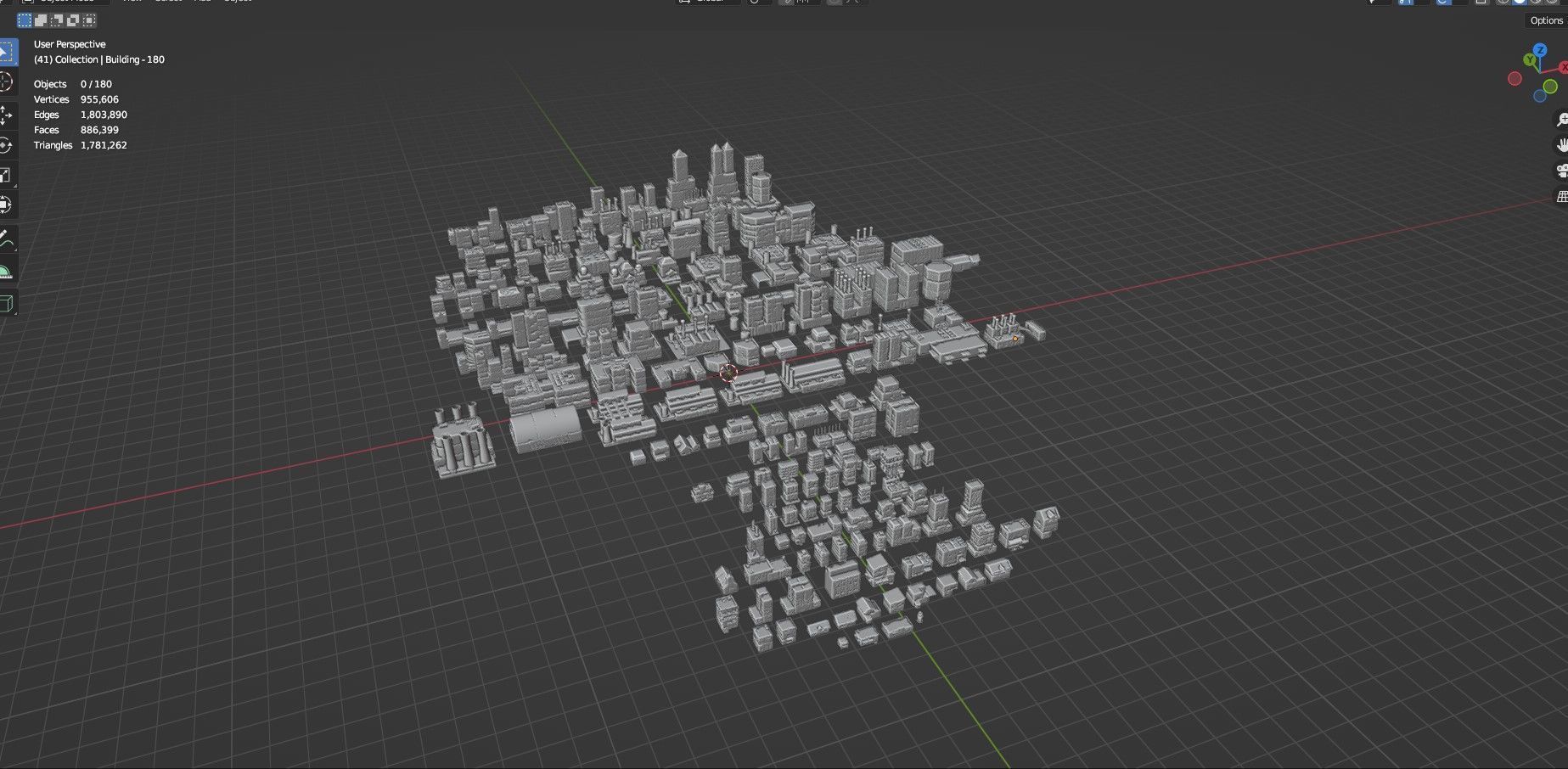 Low Poly City Buildings Pack Of 180 - Game Ready - Untextured  Low-poly 3D model_99