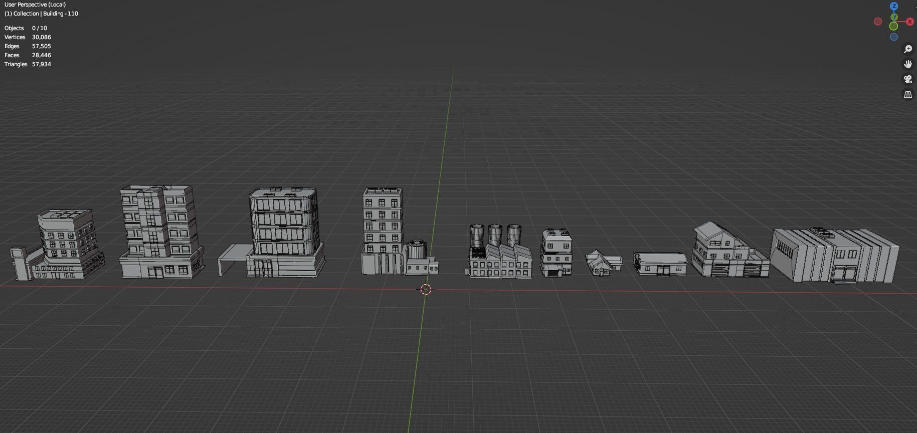 Low Poly City Buildings Pack Of 180 - Game Ready - Untextured  Low-poly 3D model_97