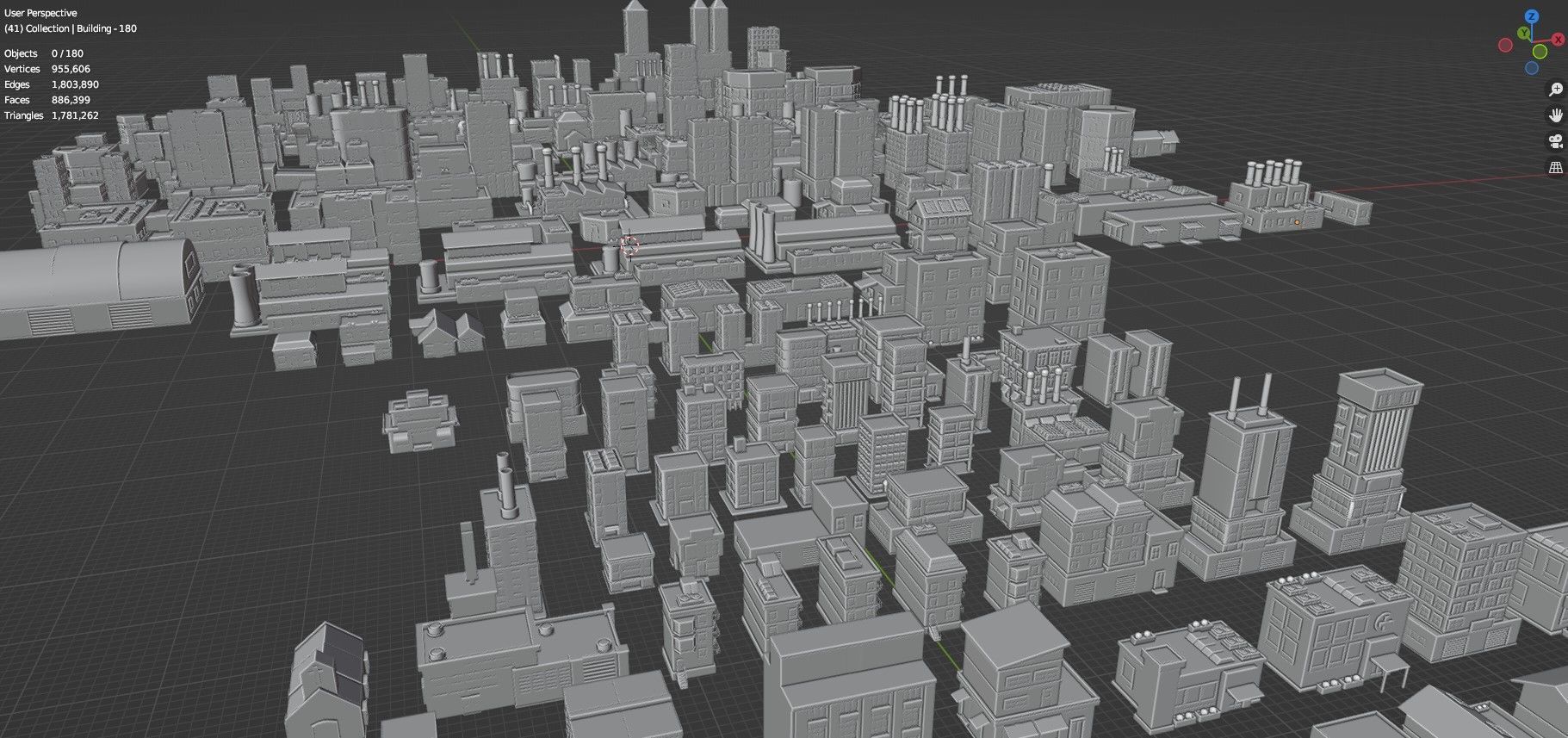 Low Poly City Buildings Pack Of 180 - Game Ready - Untextured  Low-poly 3D model_132