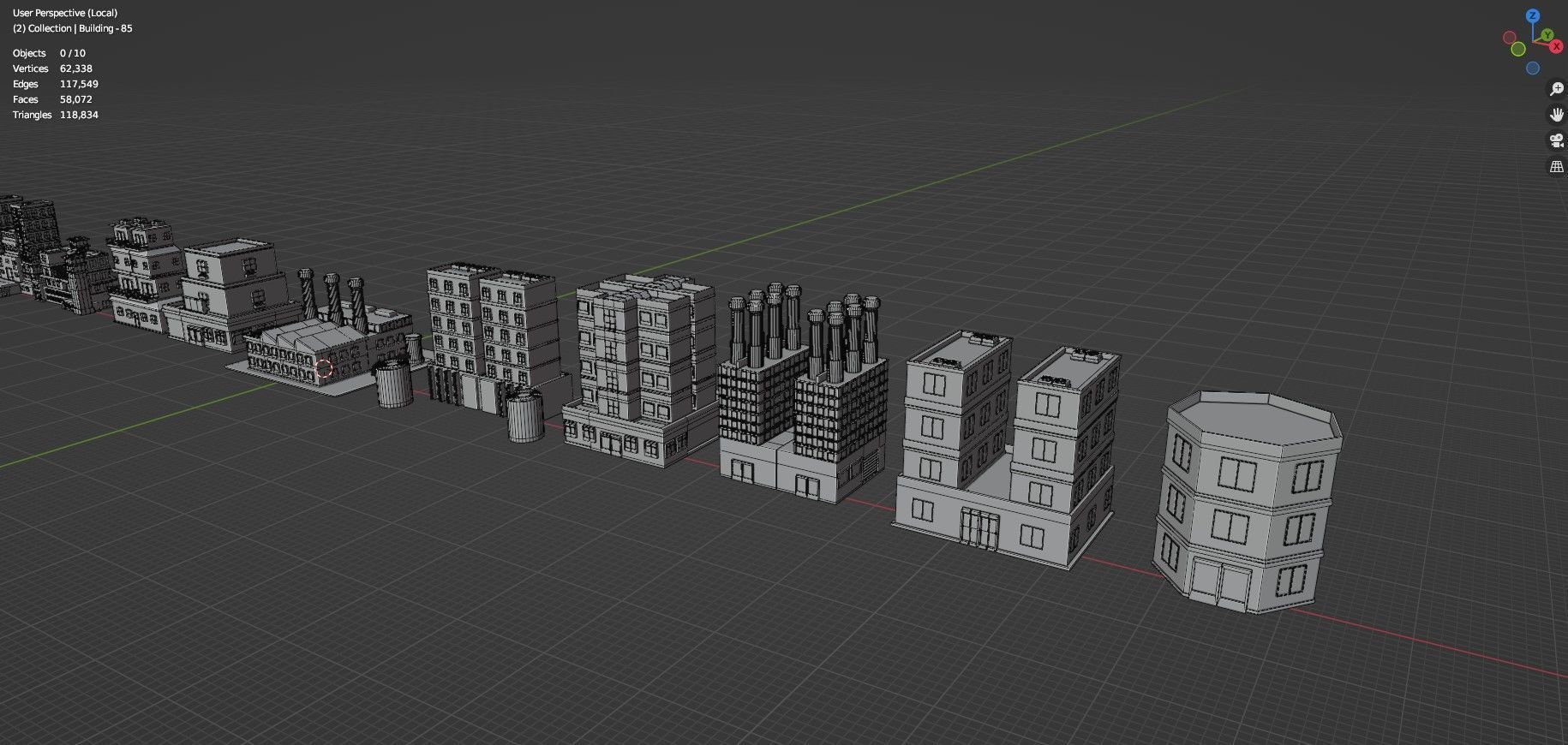 Low Poly City Buildings Pack Of 180 - Game Ready - Untextured  Low-poly 3D model_94