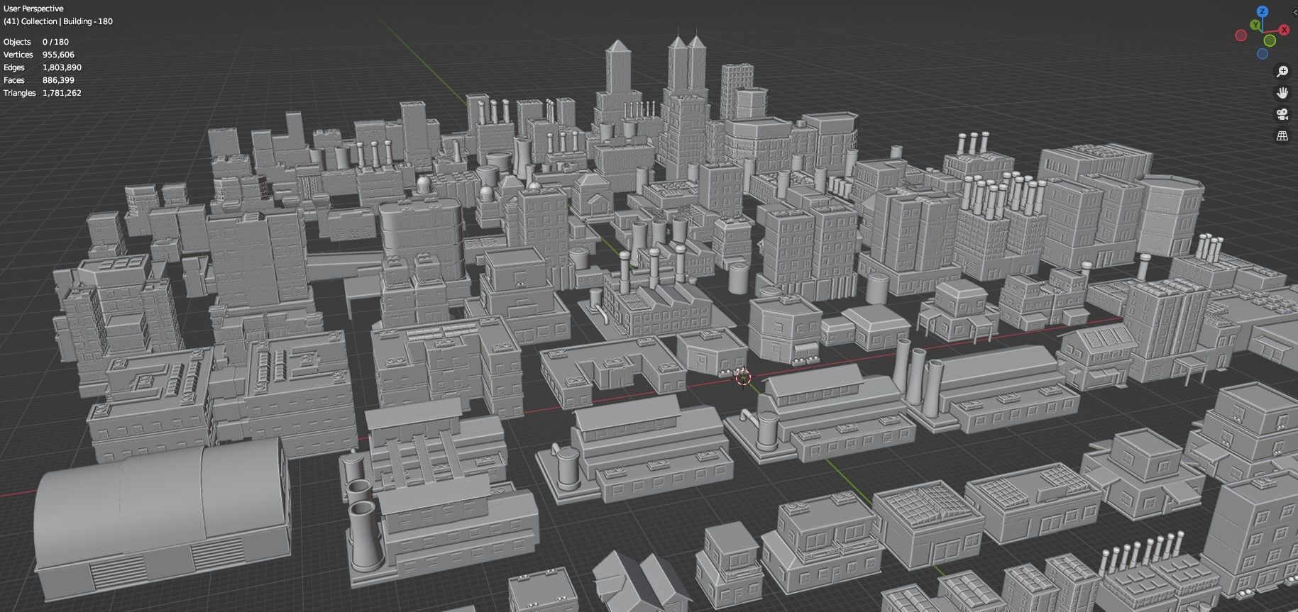 Low Poly City Buildings Pack Of 180 - Game Ready - Untextured  Low-poly 3D model_100