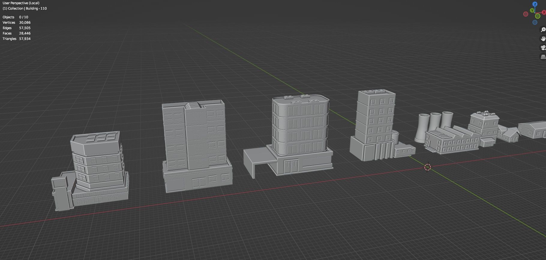 Low Poly City Buildings Pack Of 180 - Game Ready - Untextured  Low-poly 3D model_114