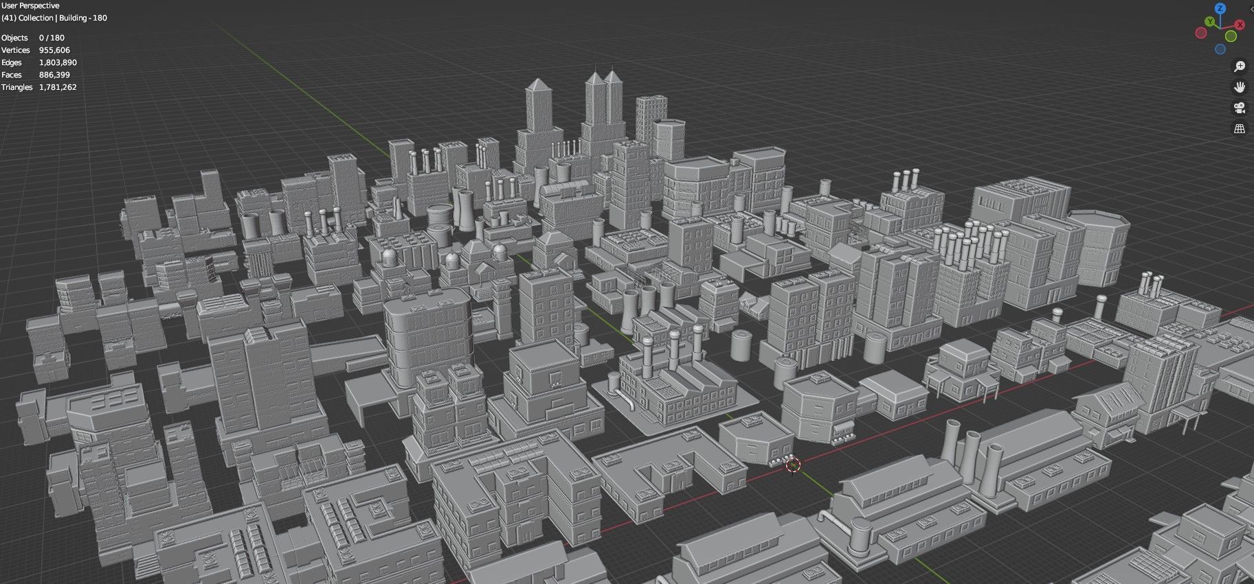 Low Poly City Buildings Pack Of 180 - Game Ready - Untextured  Low-poly 3D model_146