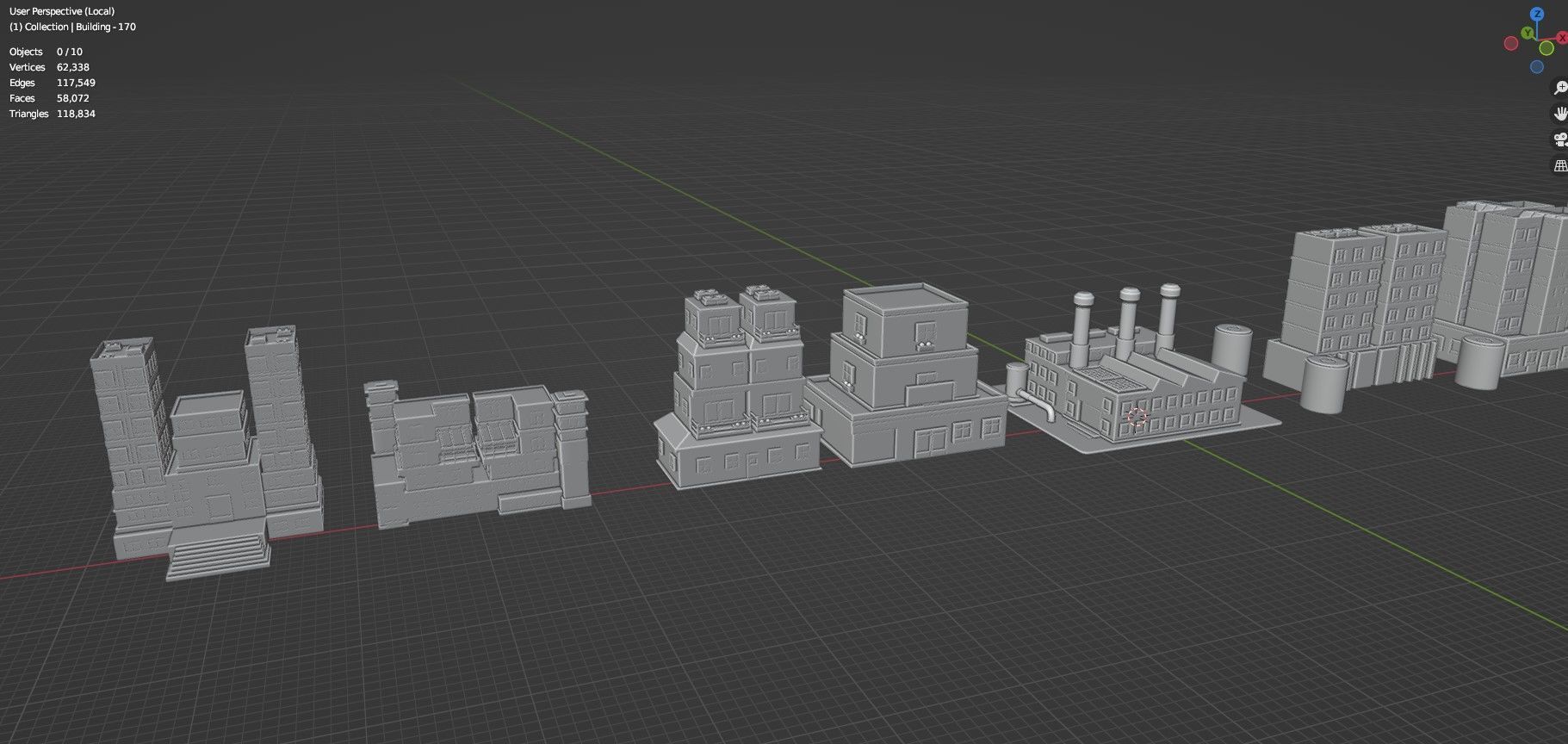 Low Poly City Buildings Pack Of 180 - Game Ready - Untextured  Low-poly 3D model_112