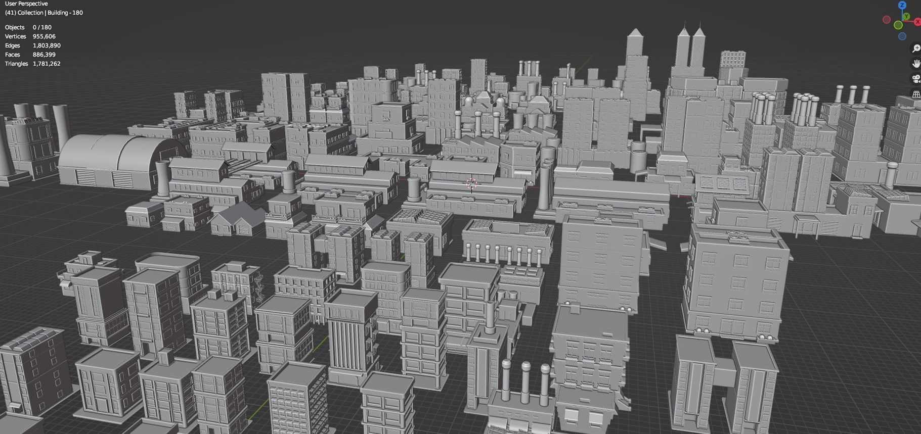 Low Poly City Buildings Pack Of 180 - Game Ready - Untextured  Low-poly 3D model_143