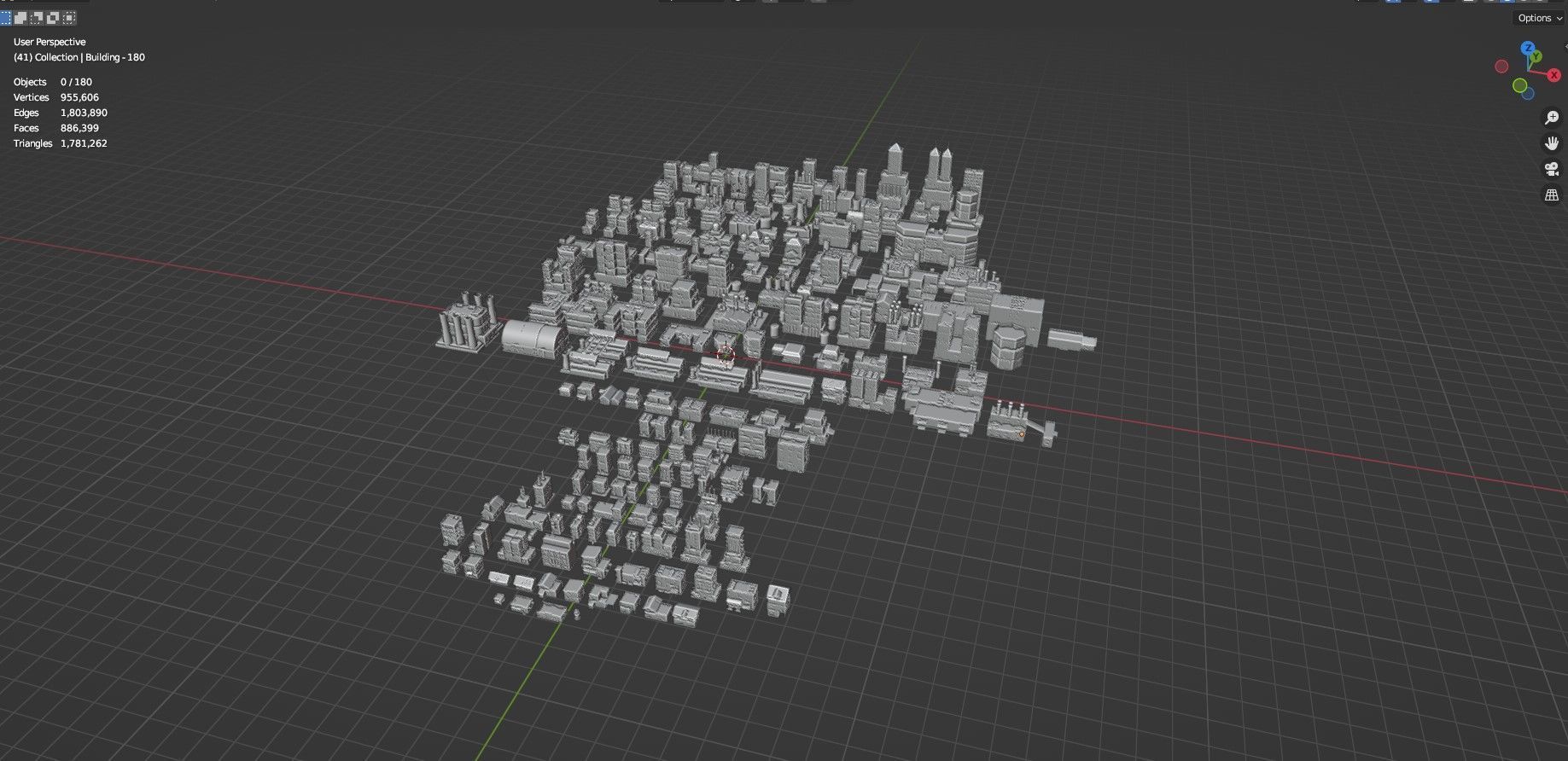 Low Poly City Buildings Pack Of 180 - Game Ready - Untextured  Low-poly 3D model_110