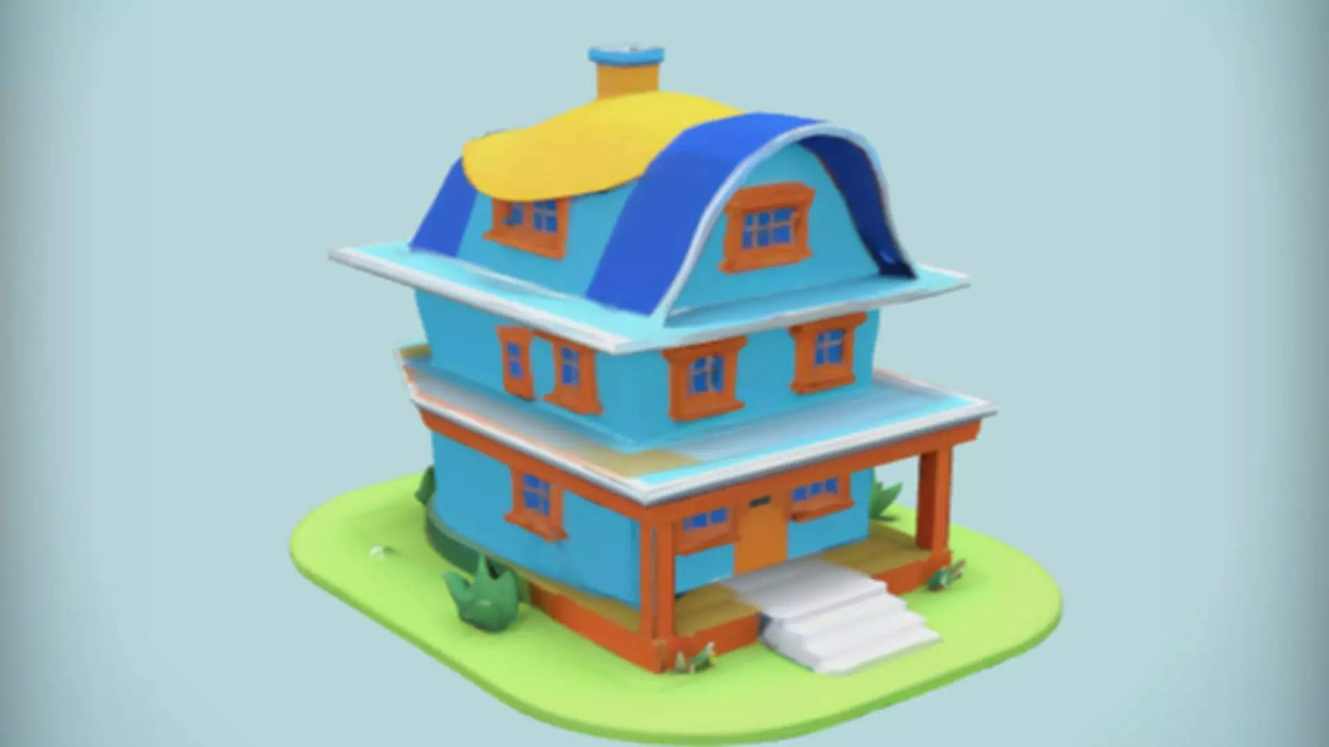 colorful cartoon house 3D model_0