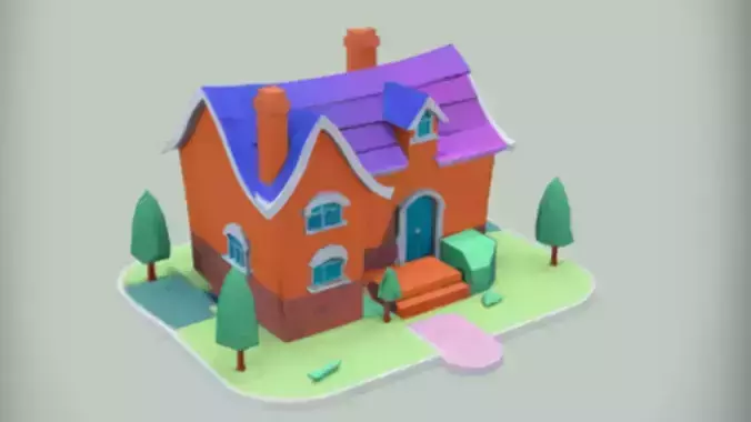 cartoon style house  3D model