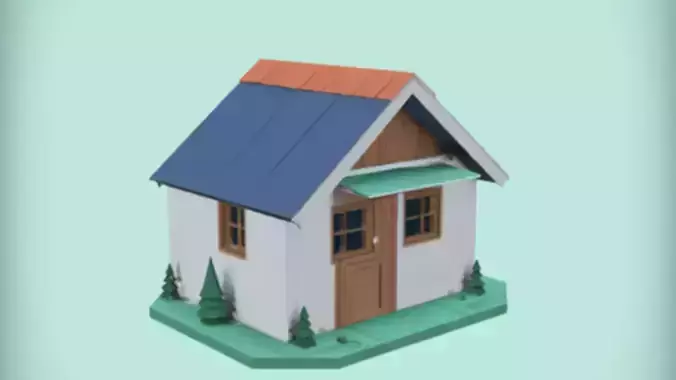 Small house model with trees