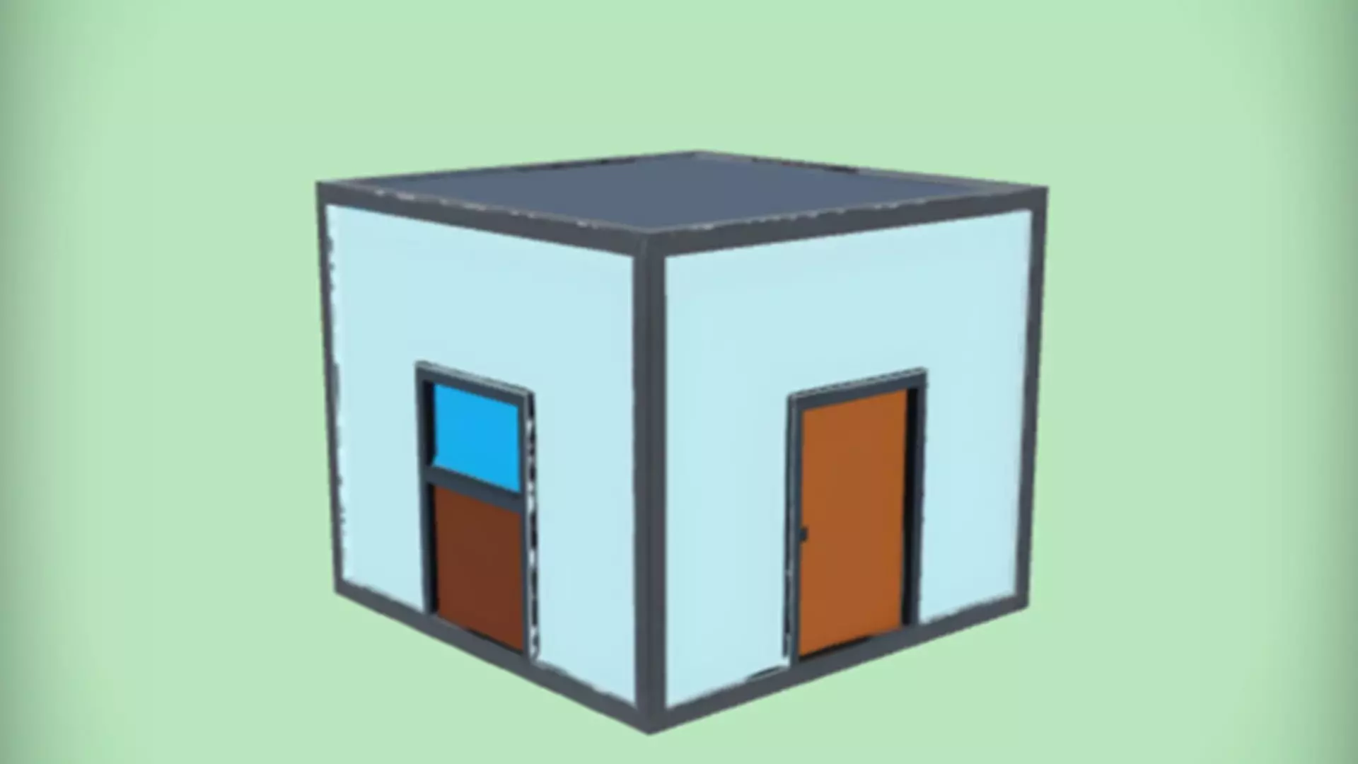 simple house with window and door 3D model_0