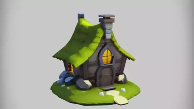 cartoonish small cottage 3D model