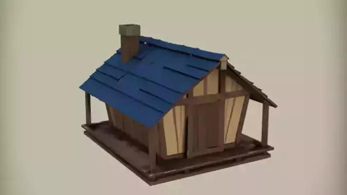 wooden cabin with chimney