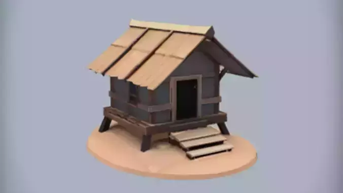 wooden hut with porch