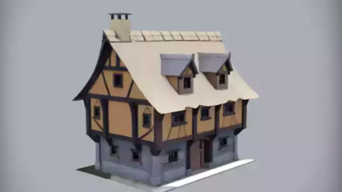 medieval-style house model