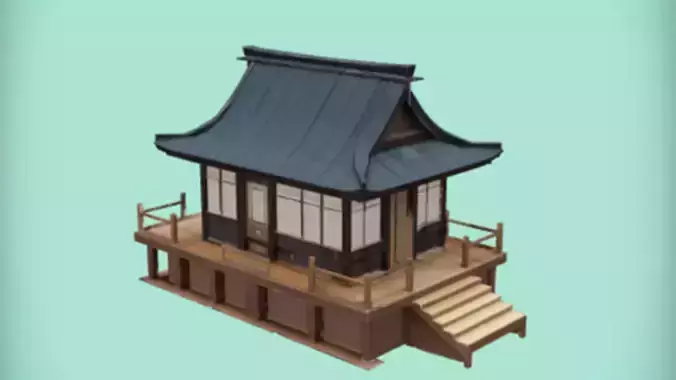Japanese-style wooden house model