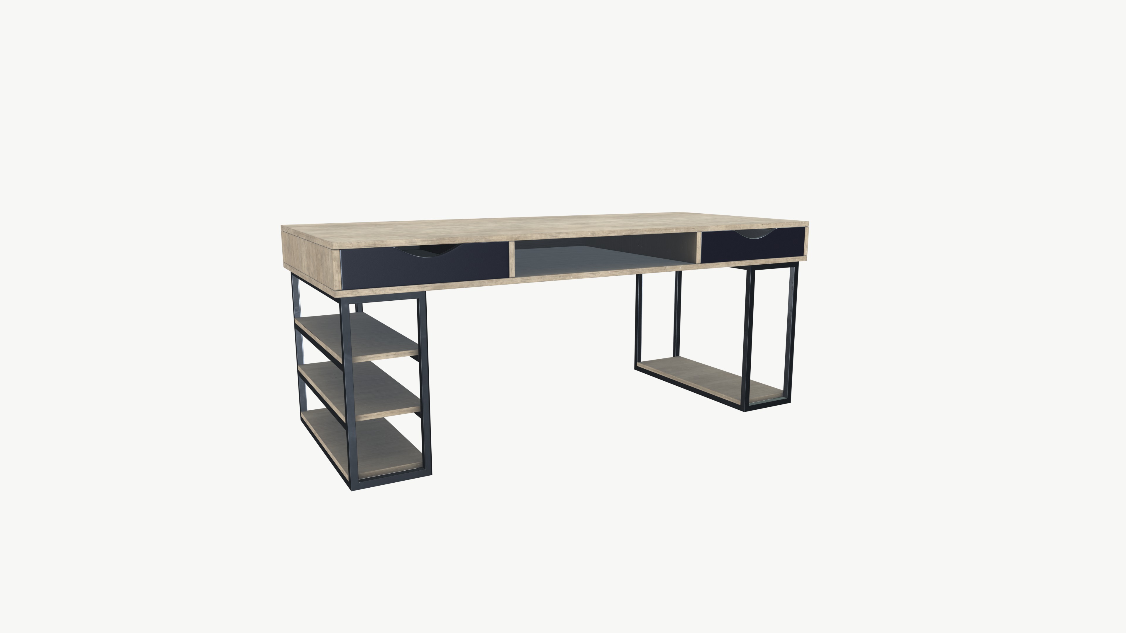 Industrial Table Low-poly 3D model_2