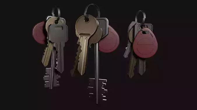 Realistic Keys and RFID Tags Game Ready Low Poly 3D Model