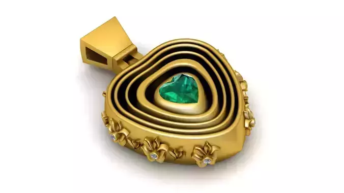 EMERALD HEART PENDANT 3D PRINTABLE MODEL