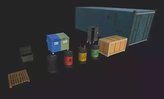 GAME READY Pastel Textured Environment Props Low-poly 3D model