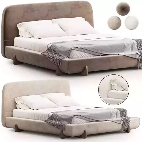 Stivale Light Brown Velvet Queen Bed