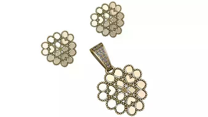 FANCY ANTIQUE GOLD LOCKET SET  3D PRINTABLE MODEL 