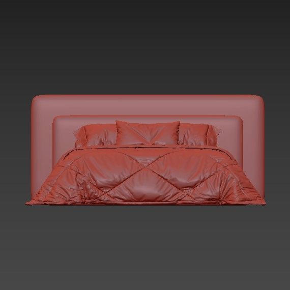 Milky Beige Cascade Double Bed 3D model_4