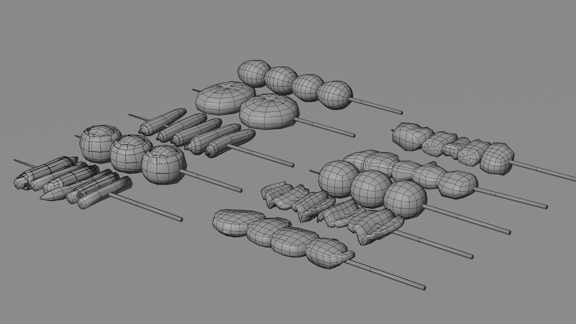 10-piece yakitori model asset Low-poly 3D model_17