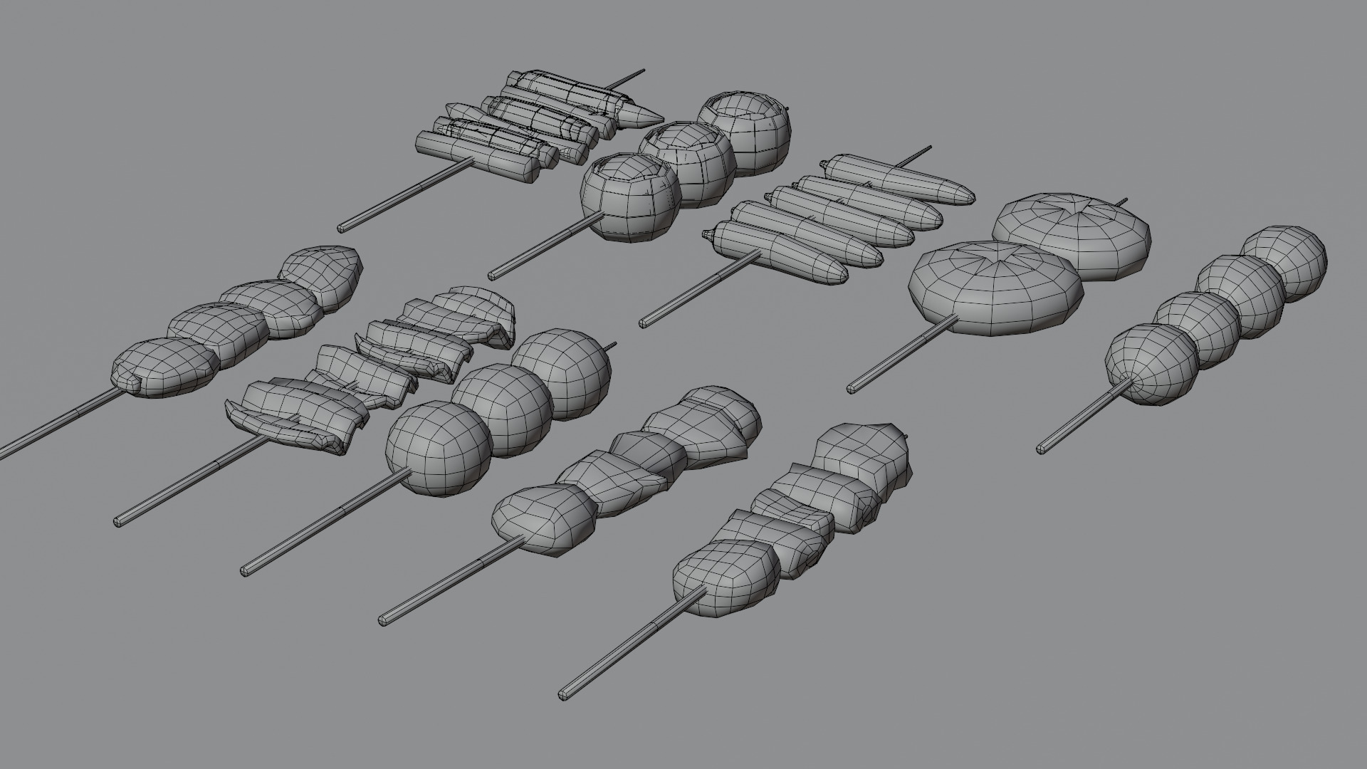 10-piece yakitori model asset Low-poly 3D model_18