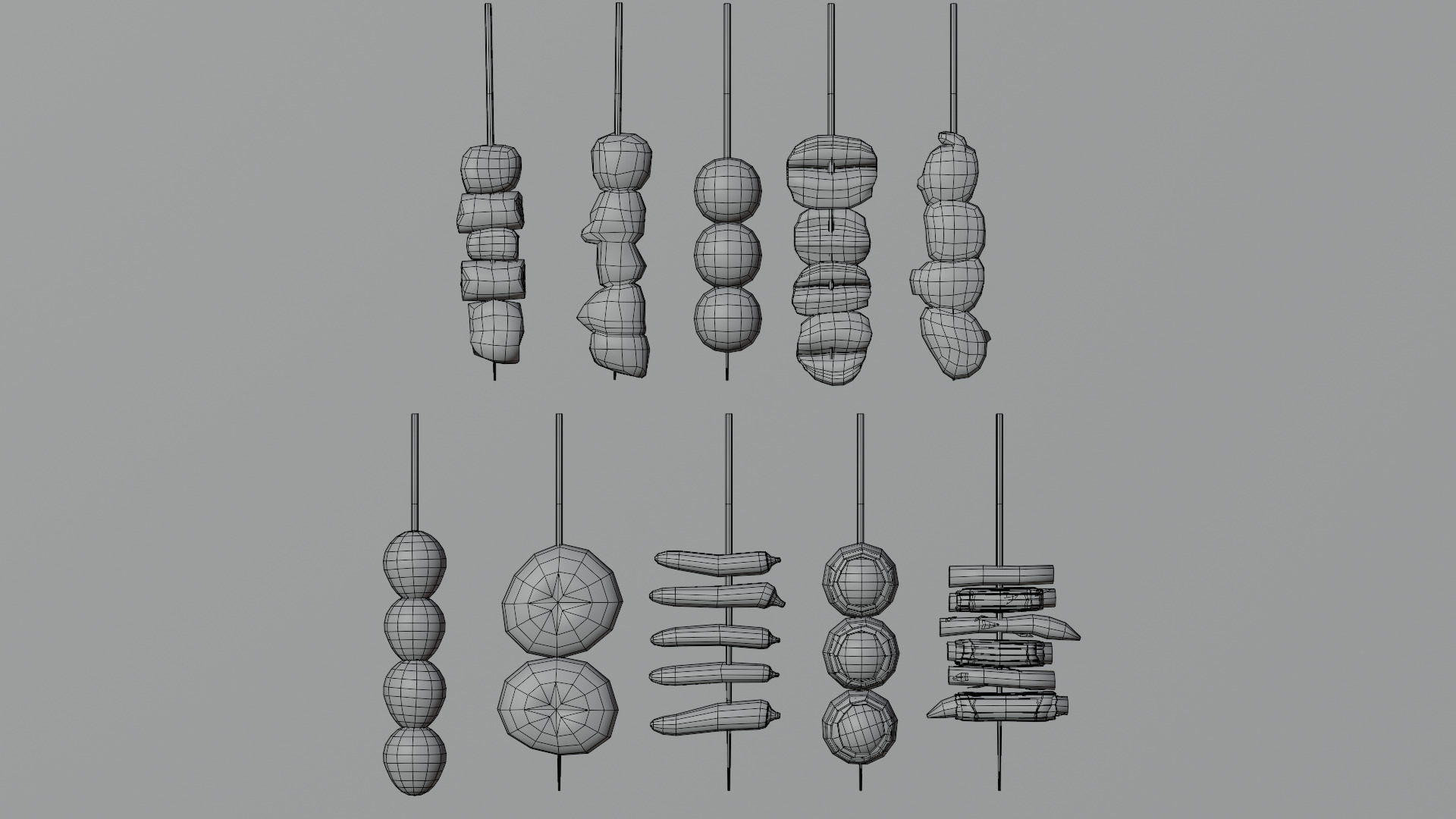 10-piece yakitori model asset Low-poly 3D model_19